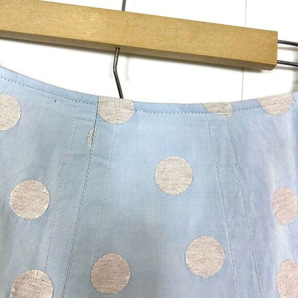 MaxMara Weekend Skirt Medium Blue Polka Dot Linen Blend Pleated A Line Flowy - Picture 14 of 15